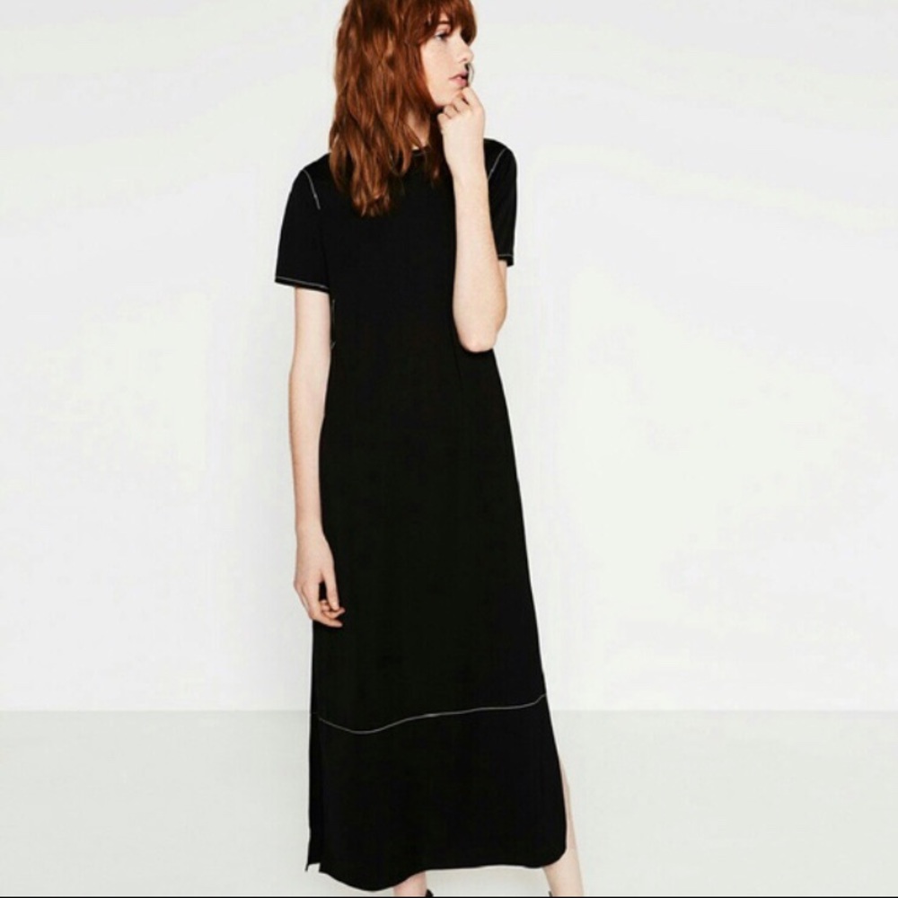 New Zara Top Stitch Long Dress